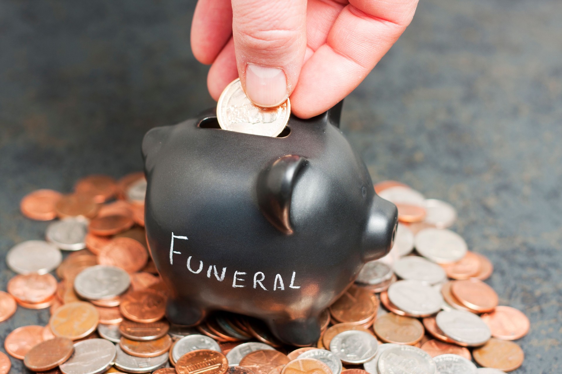 Funeral Piggy Bank on Coins